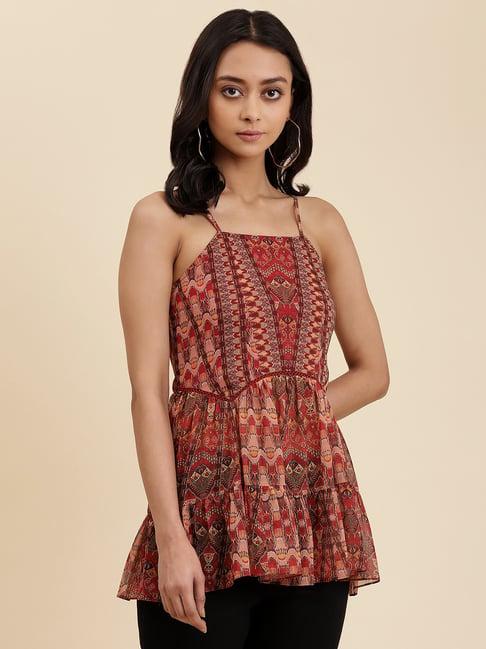 aarke ritu kumar red printed top