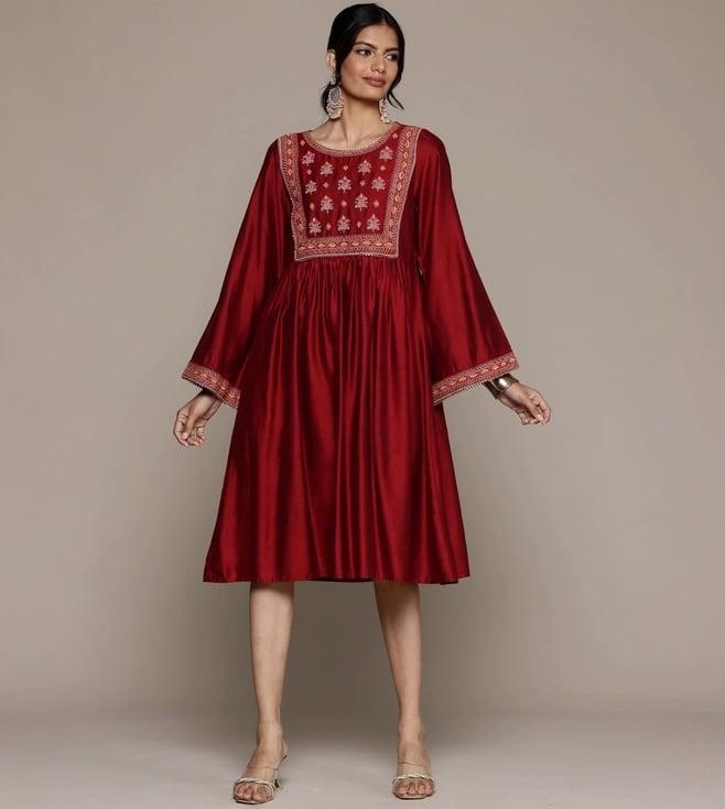 aarke ritu kumar red scarlette midi dress