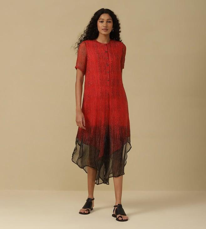 aarke ritu kumar red shibori printed jumpsuit