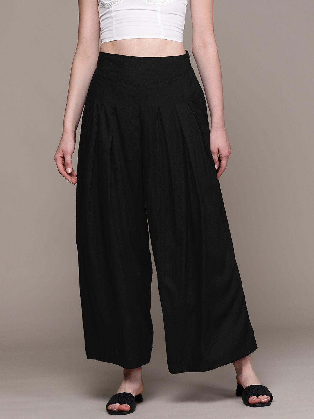 aarke ritu kumar relaxed flared pleated trousers