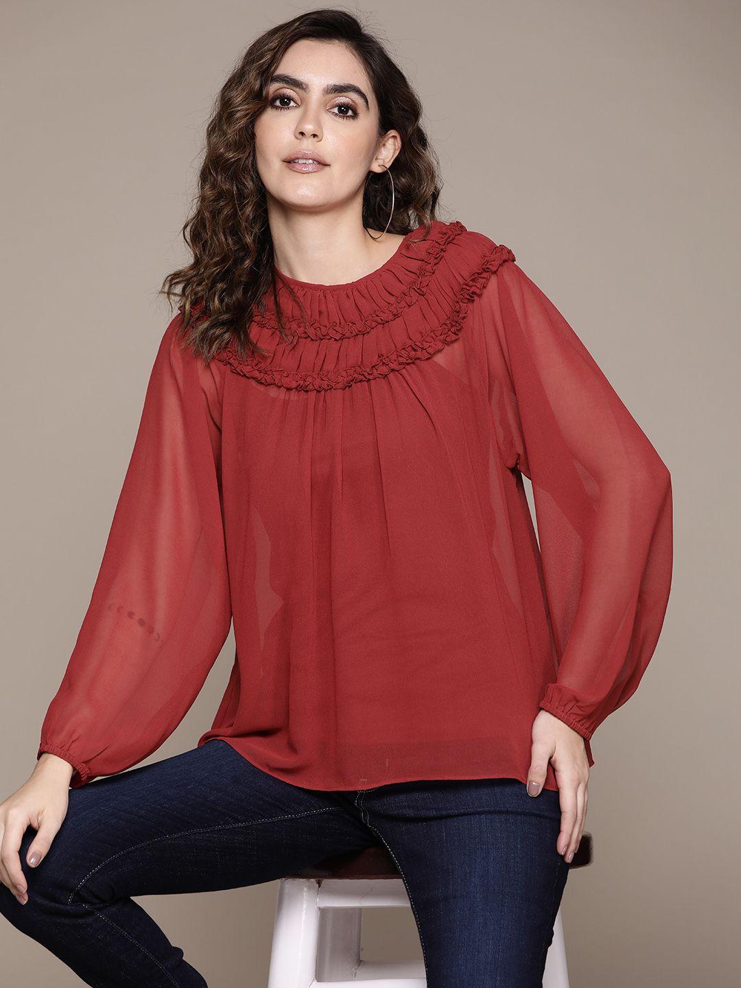 aarke ritu kumar ruffles georgette top with camisole