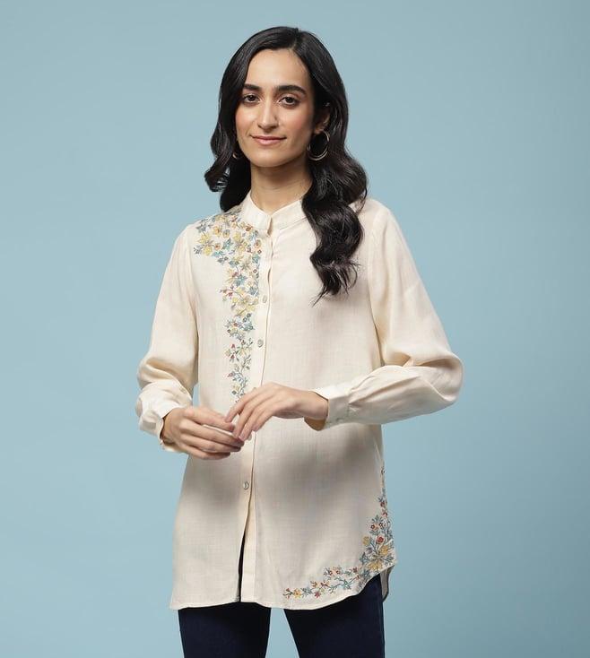 aarke ritu kumar white embroidered shirt