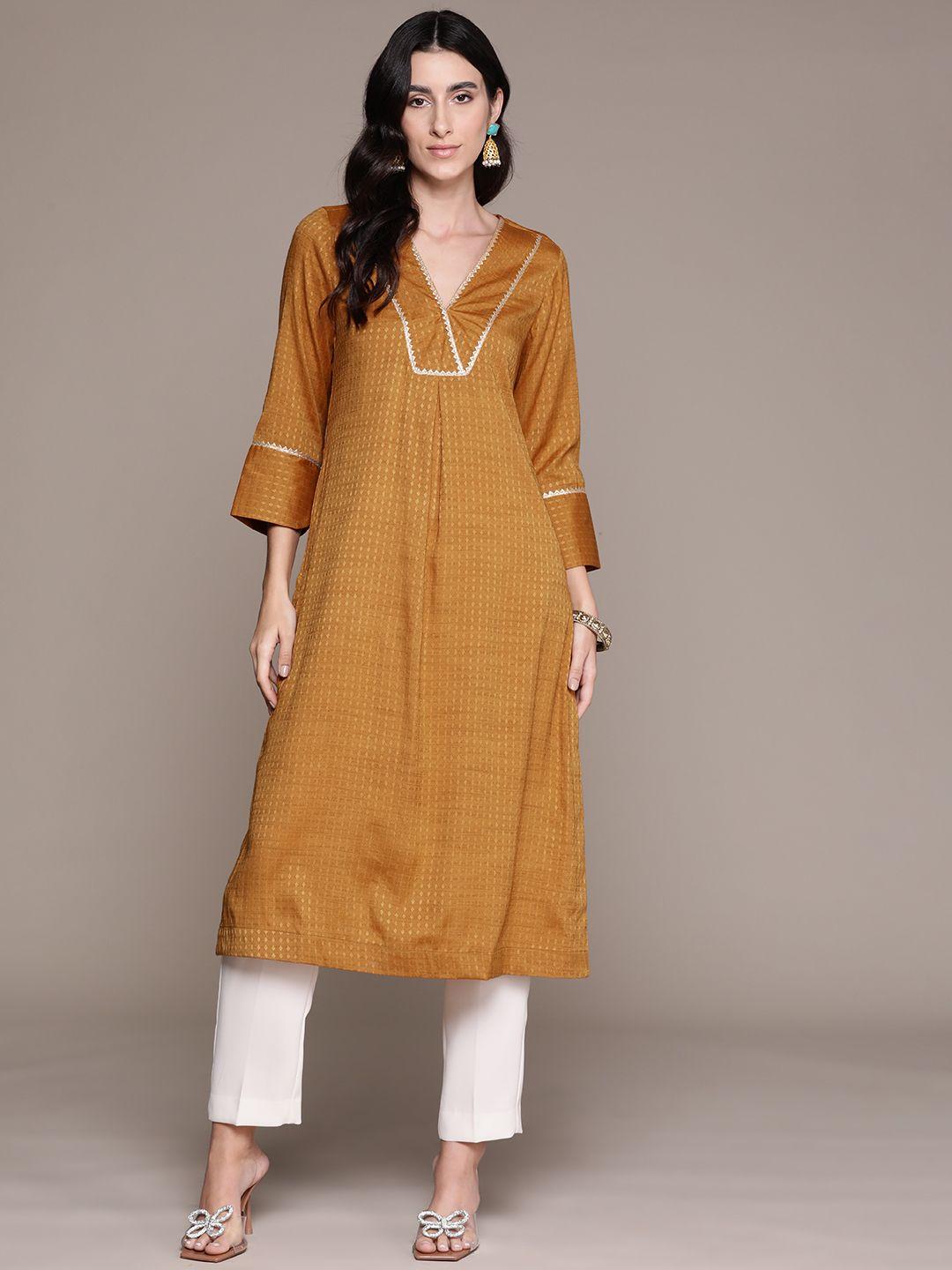 aarke ritu kumar women ethnic motifs printed gotta patti kurta