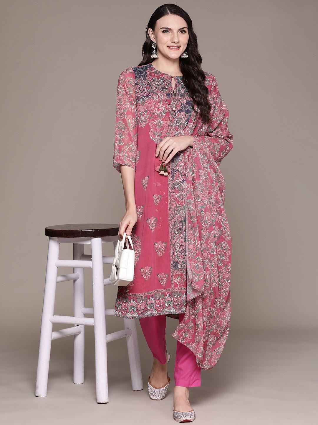 aarke ritu kumar women ethnic motifs printed regular kurta with trousers & dupatta