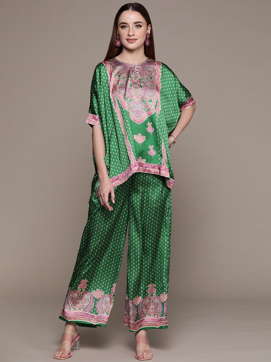 aarke ritu kumar women ethnic motifs printed regular kurti with trousers