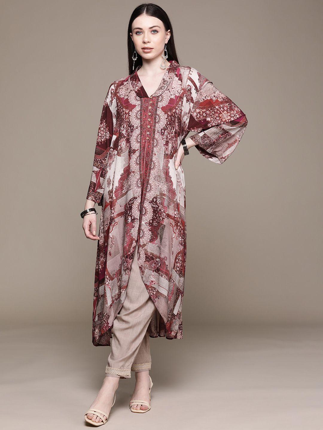 aarke ritu kumar women floral printed regular kurta with trousers