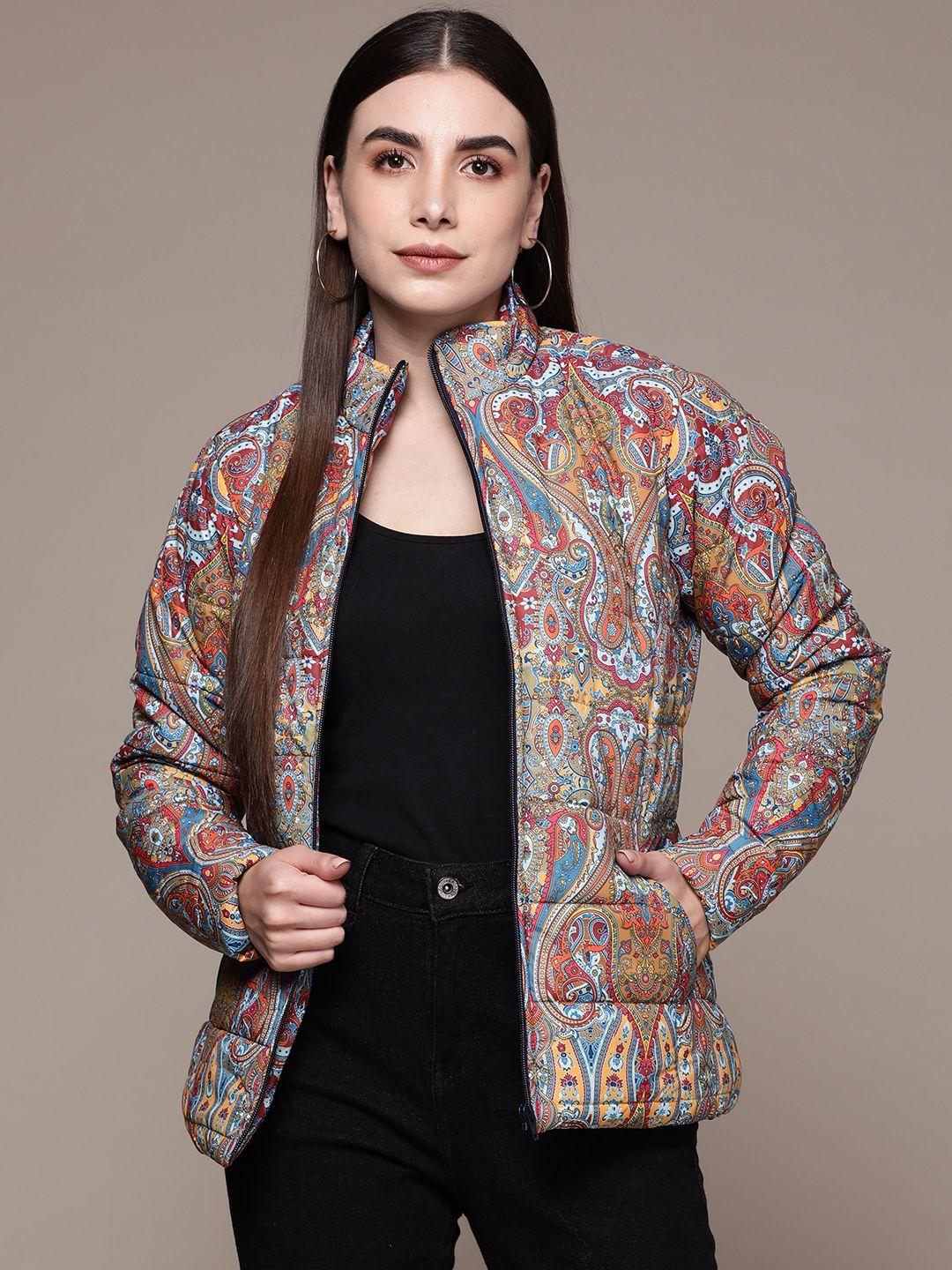 aarke ritu kumar women multicoloured floral puffer jacket