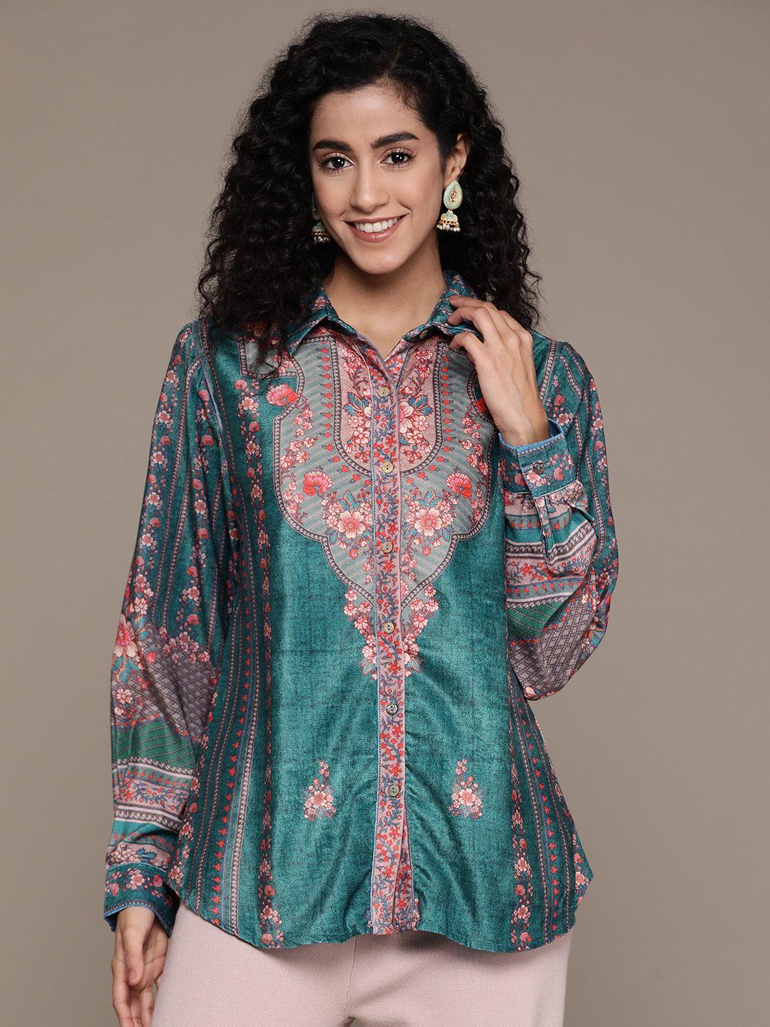 aarke ritu kumar women relaxed floral opaque printed casual shirt