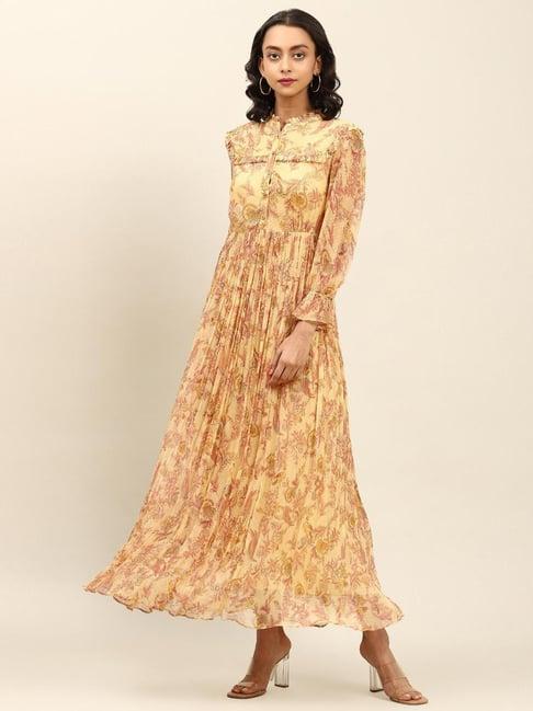 aarke ritu kumar yellow floral print dress