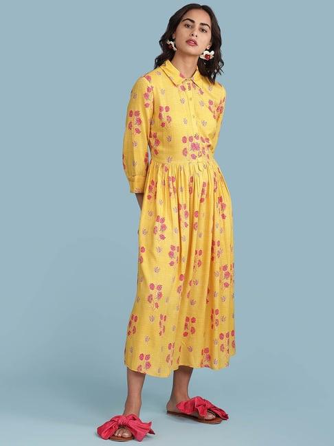 aarke ritu kumar yellow printed dress