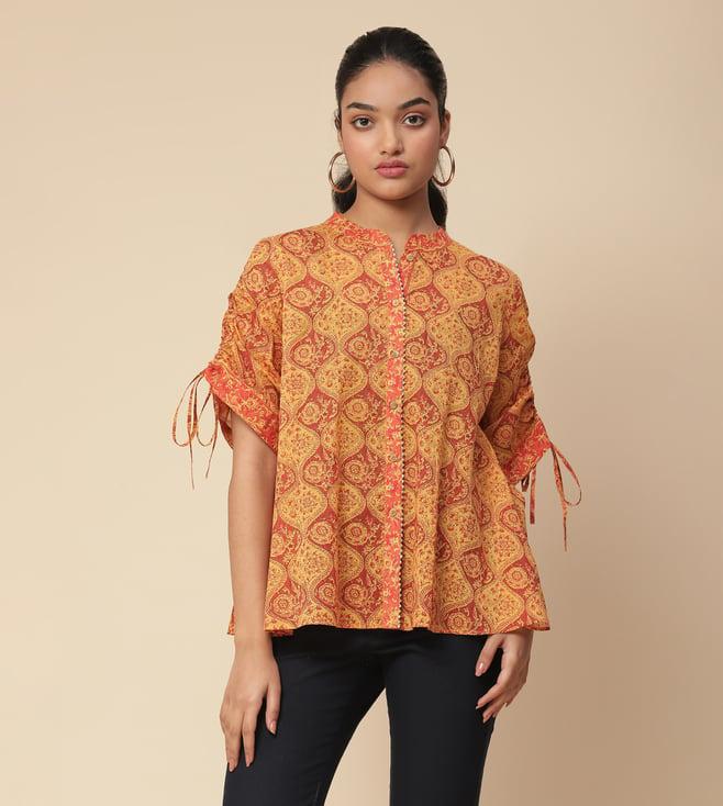 aarke ritu kumar yellow vamika printed top