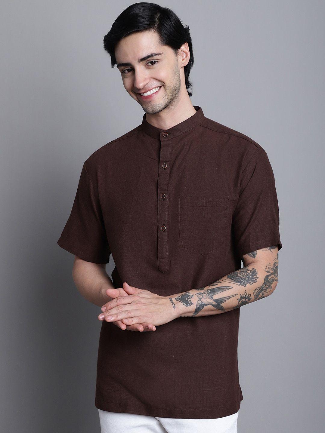 aarsha band collar pure cotton straight kurta