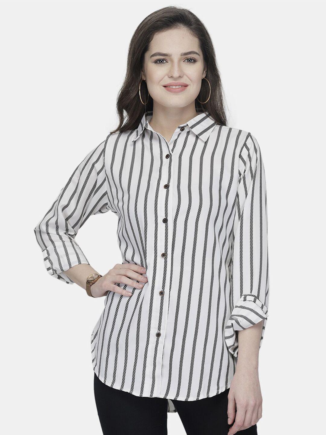 aarsha classic striped crepe casual shirt