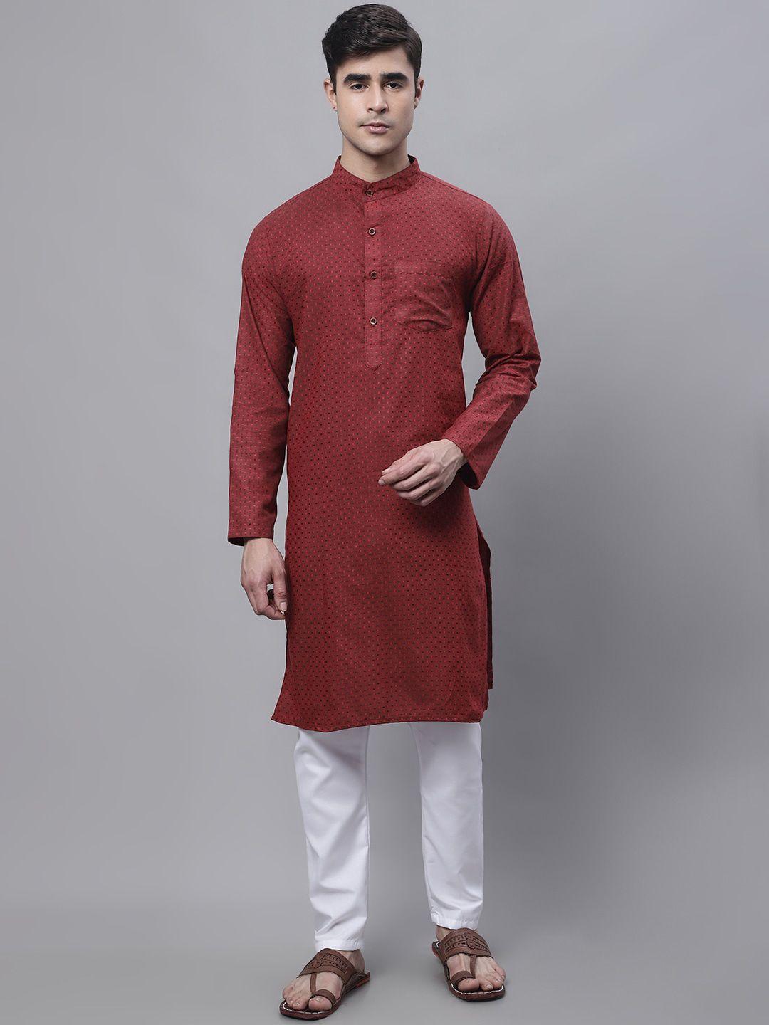 aarsha geometric printed mandarin collar cotton kurta