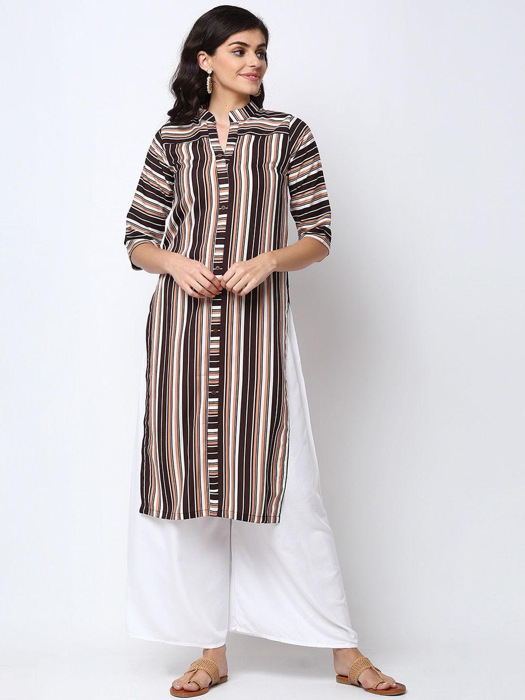 aarsha women multicoloured striped crepe kurta