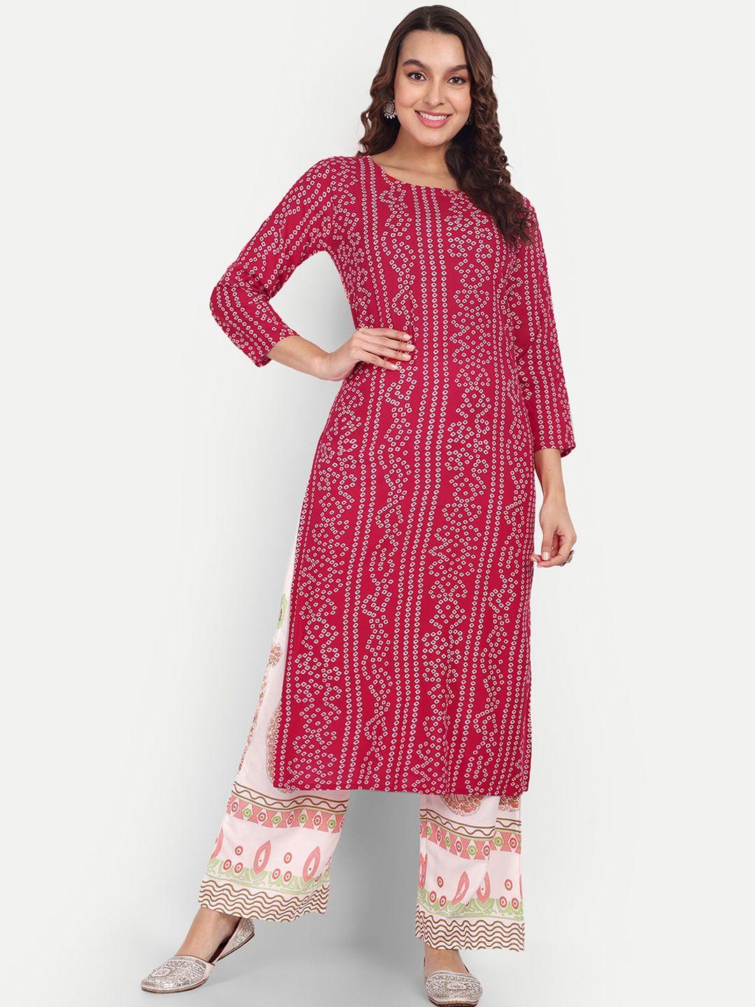 aarti fashion ethnic motifs printed round neck pure cotton kurta with palazzos