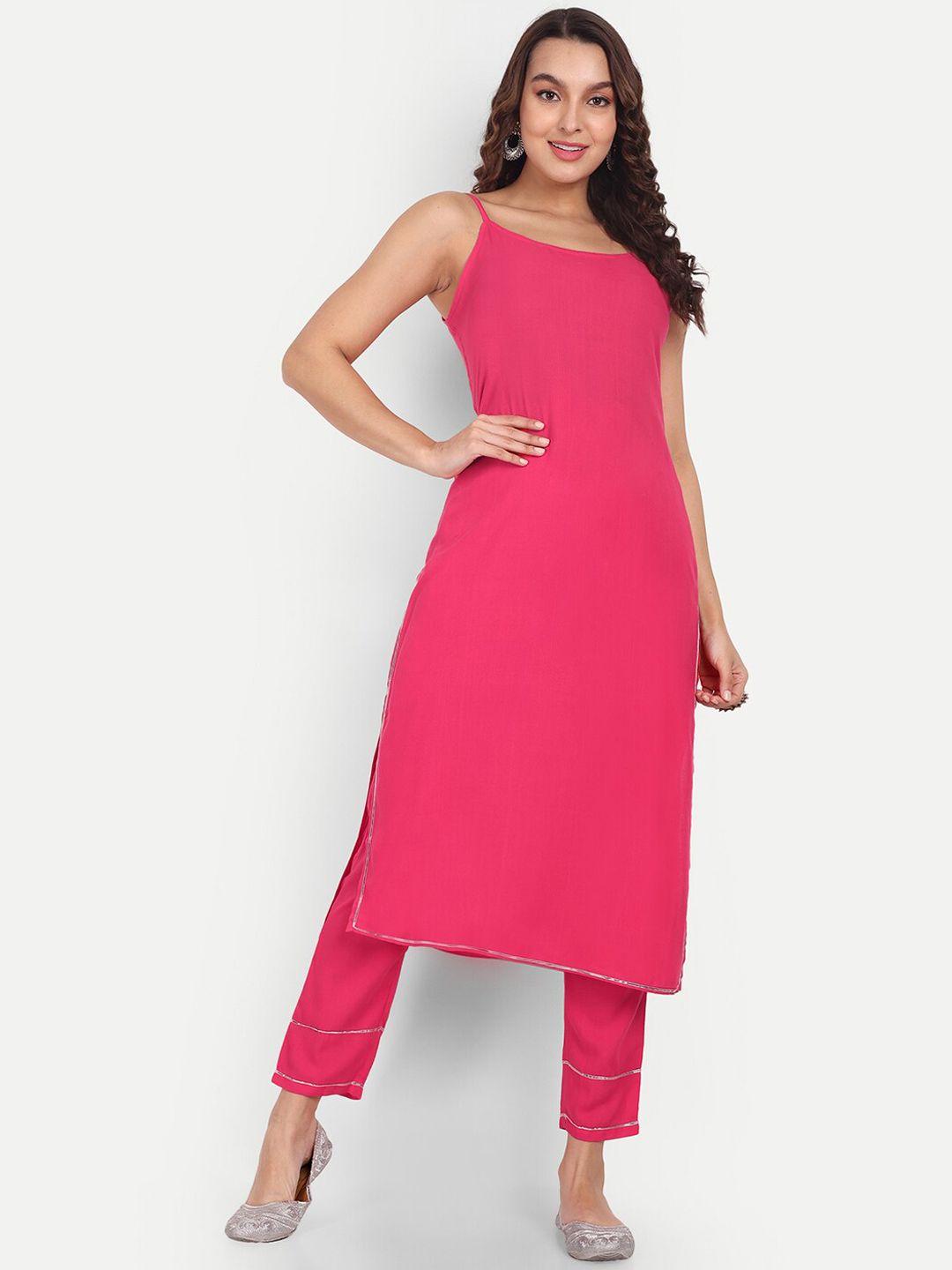 aarti fashion women pink kurta with trousers