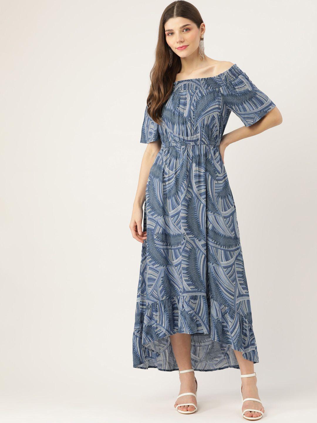 aaruvi ruchi verma blue off-shoulder midi dress