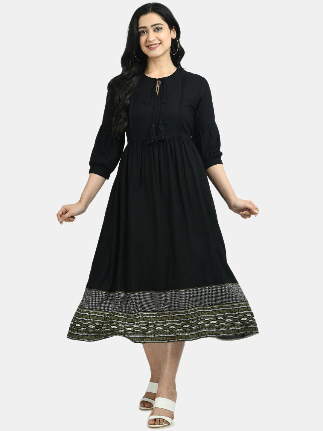 aaruvi ruchi verma women black solid maternity fit and flare dress