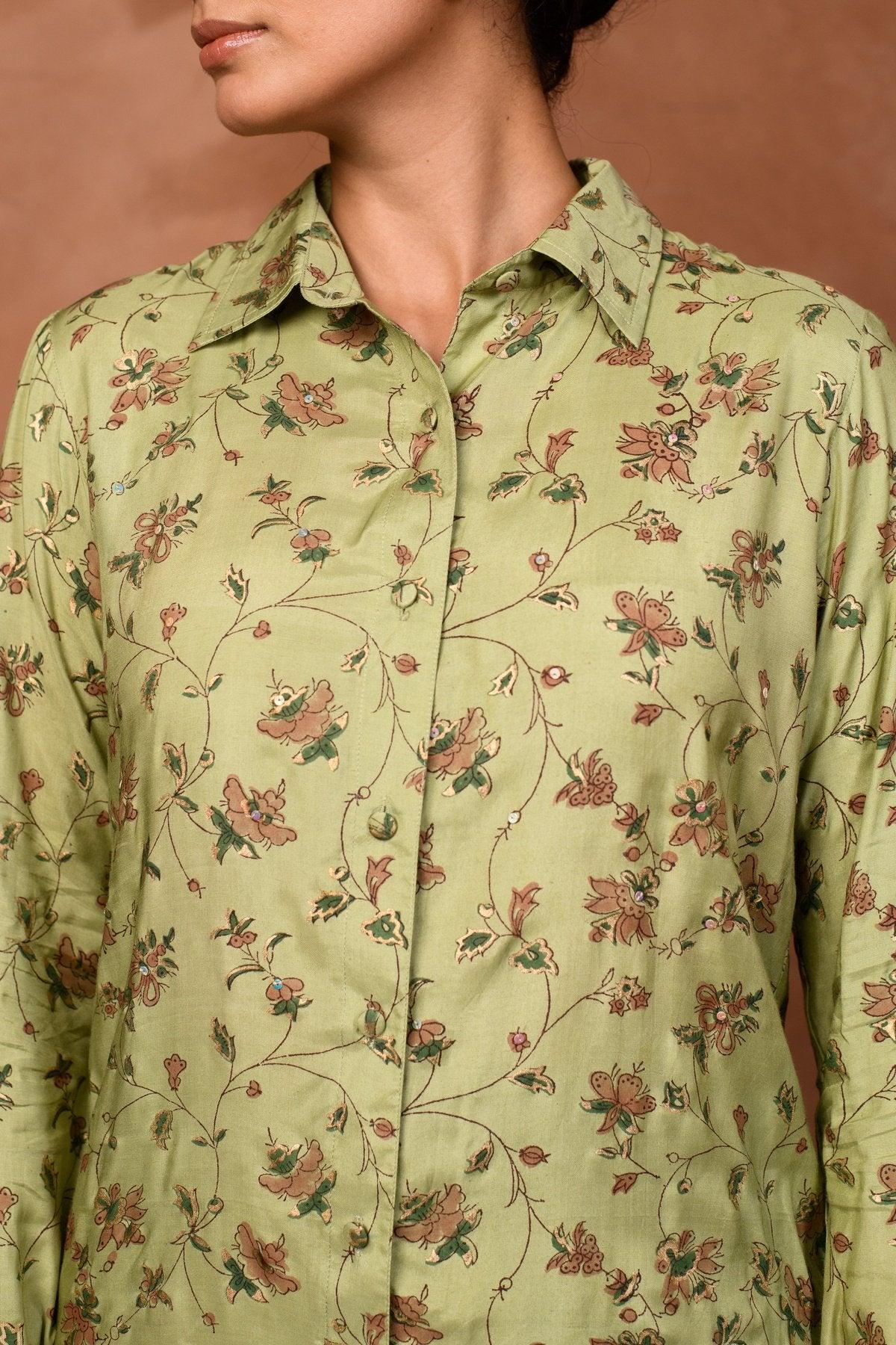 aarya jaal shirt in green