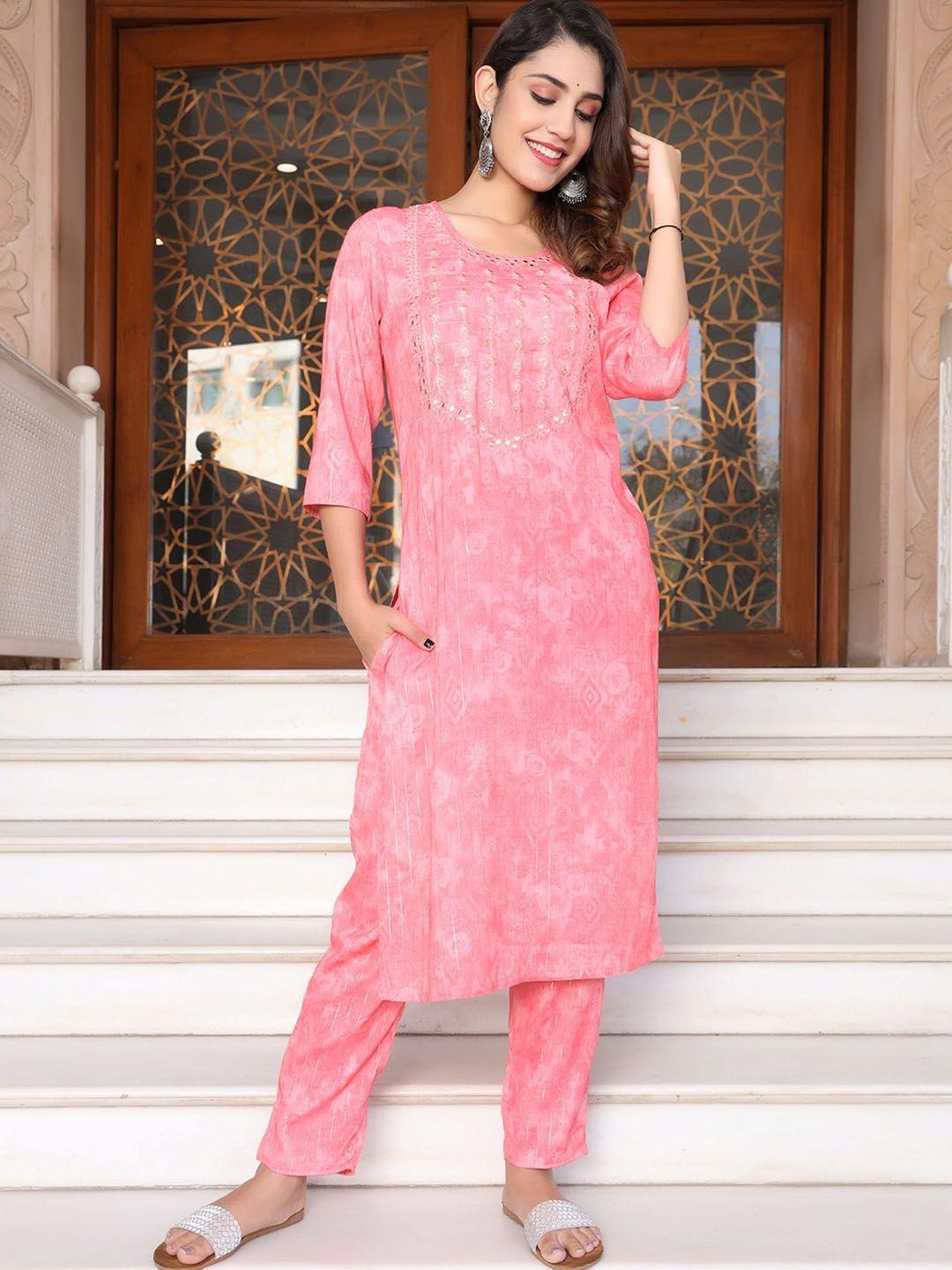 aaryahi abstract printed kurta & trousers with dupatta