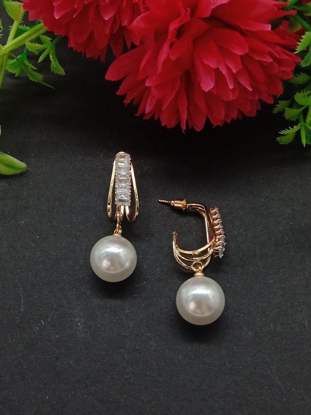 aashish imitation gold-plated american diamond-studded drop earrings