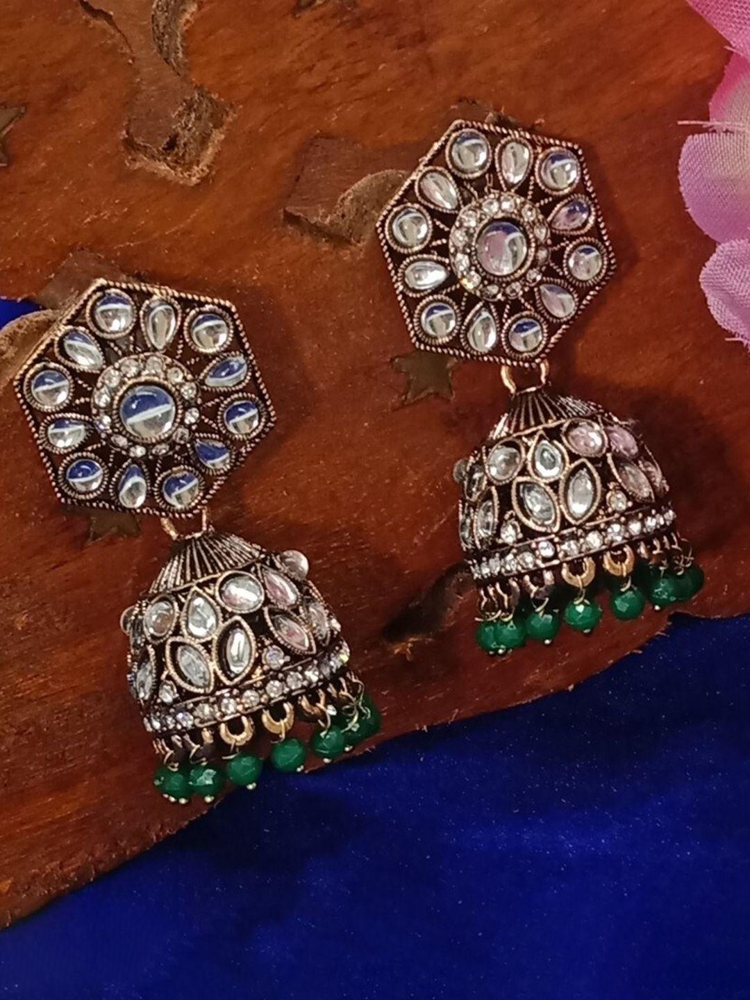 aashish imitation green jhumkas earrings