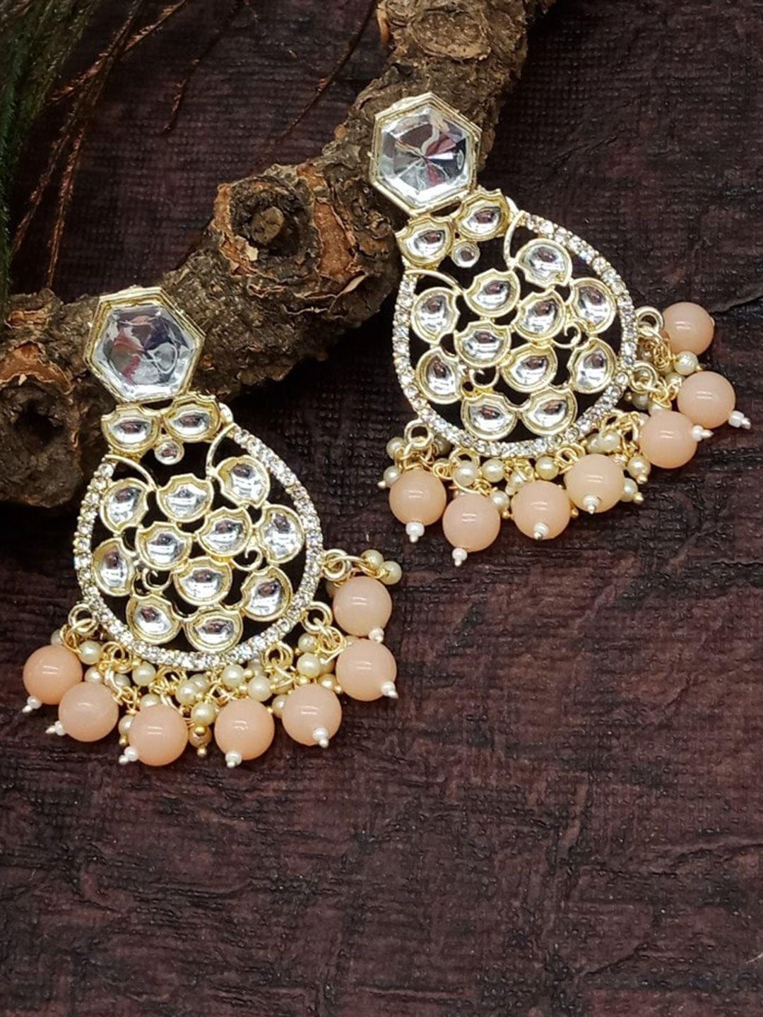 aashish imitation peach-coloured contemporary drop earrings