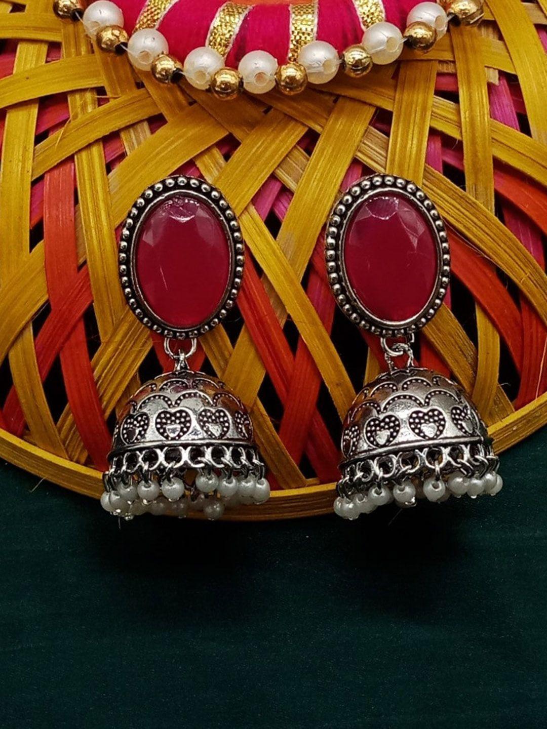 aashish imitation red contemporary jhumkas earrings
