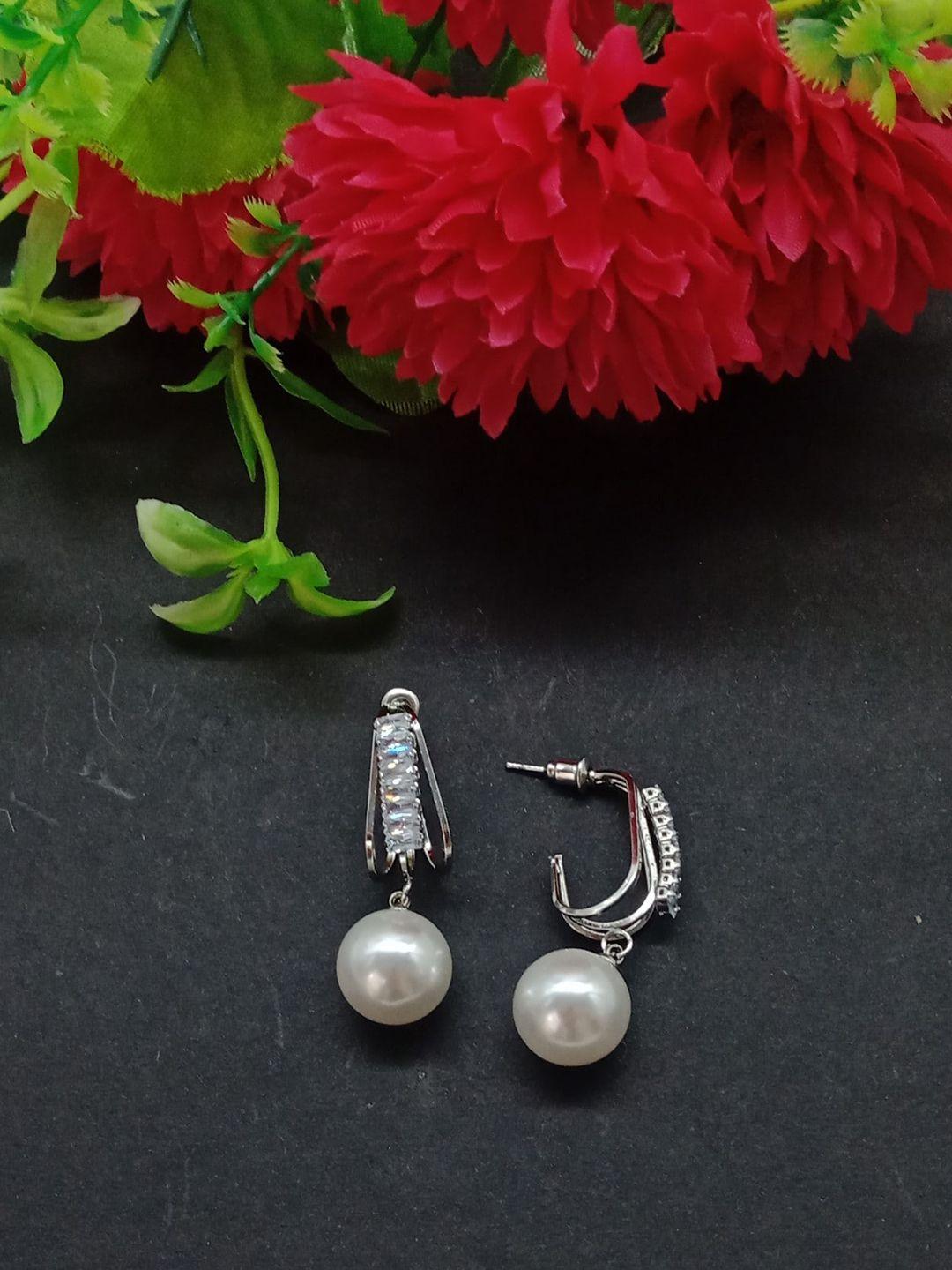 aashish imitation silver-plated american diamond contemporary drop earrings