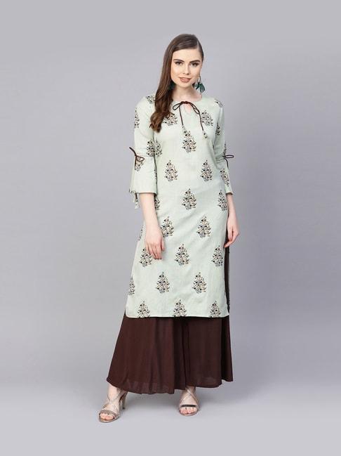 aasi - house of nayo mint green floral print straight kurti