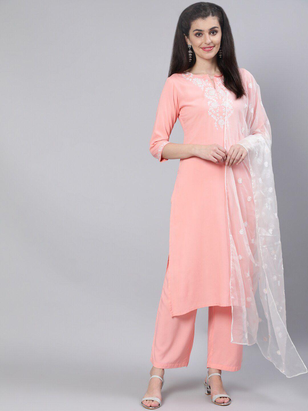 aasi - house of nayo floral embroidered kurta with palazzos & dupatta