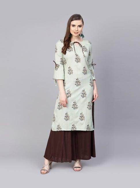 aasi - house of nayo mint green floral print straight kurti