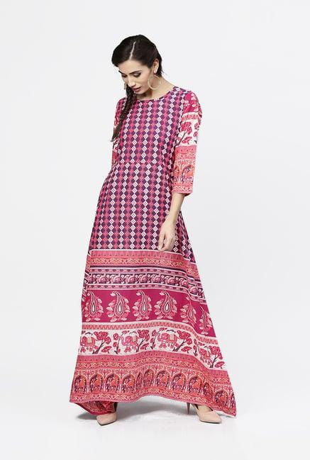 aasi - house of nayo pink cotton printed a line kurti