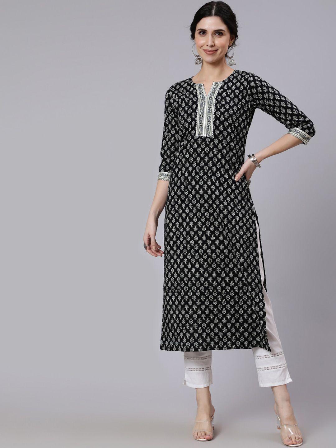 aasi - house of nayo women black ethnic motifs printed kurta