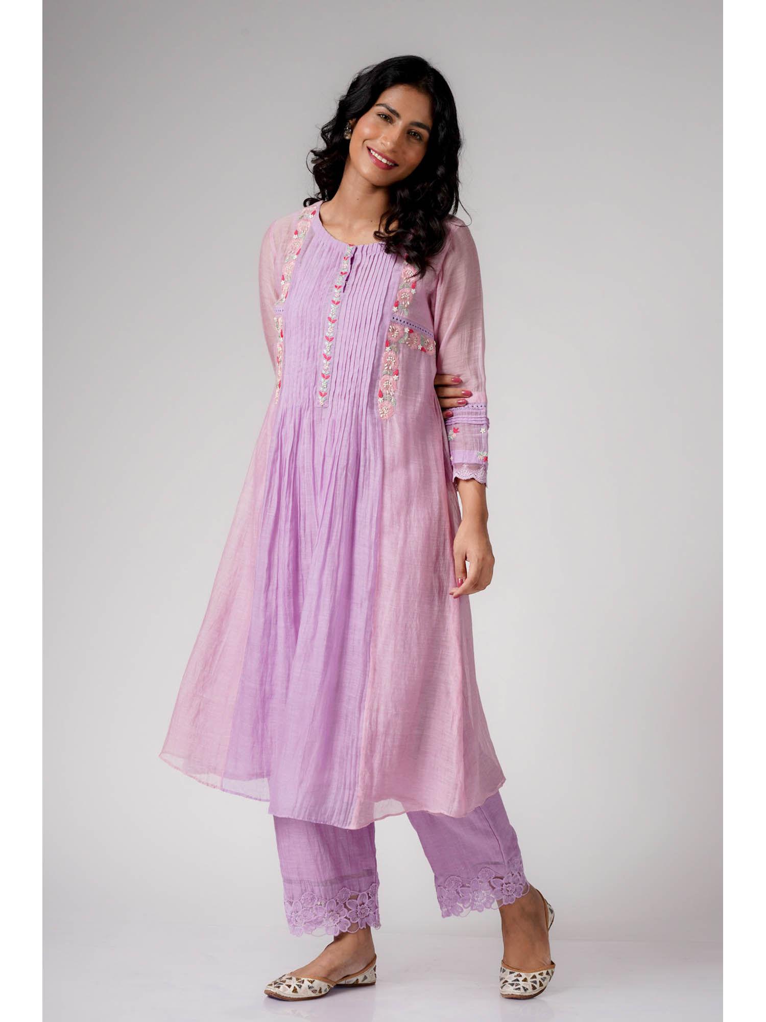 aasia lilac & pink kurta with pant (set of 2)