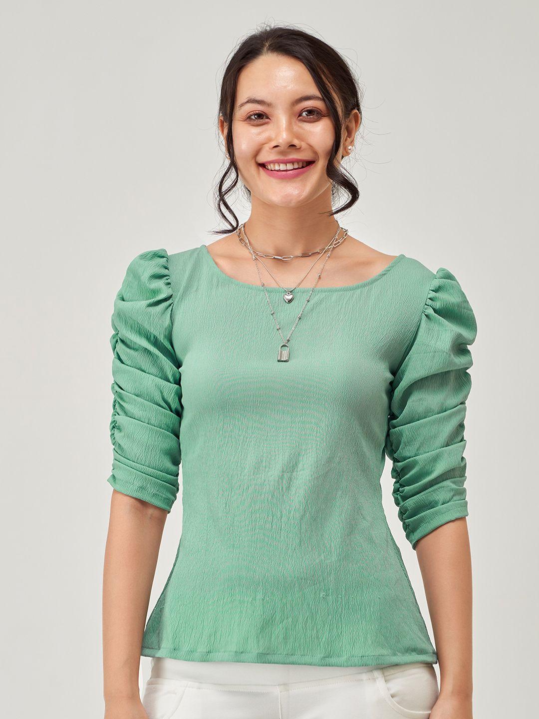 aask ruched puff sleeves regular top