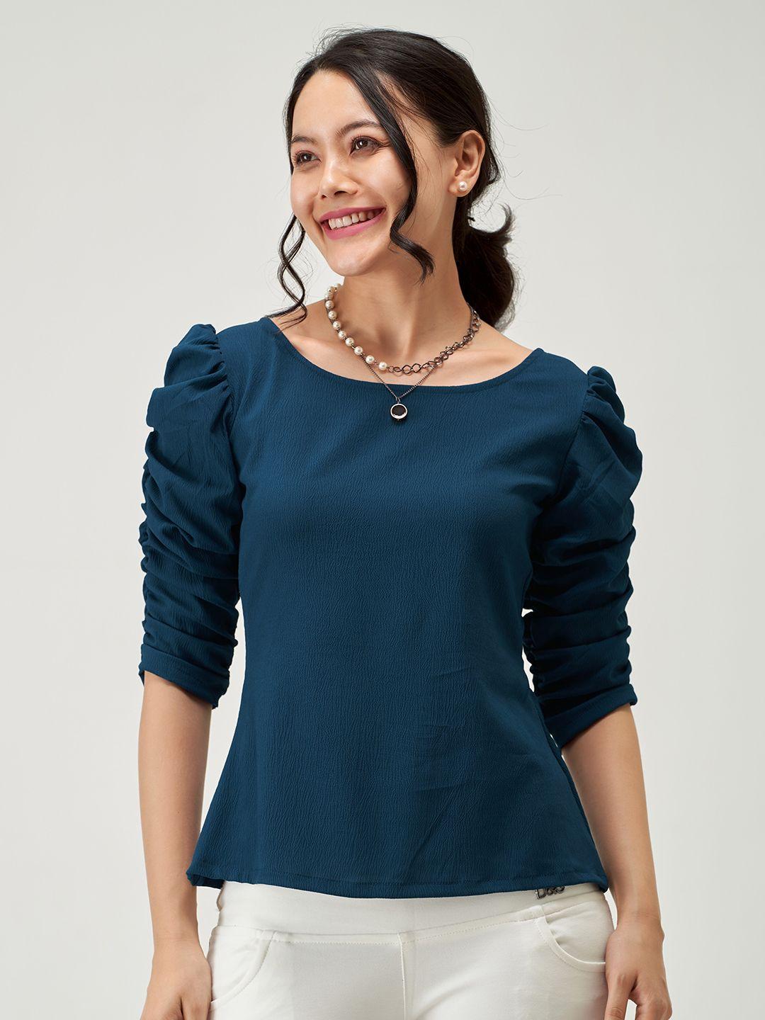 aask boat neck puff sleeve regular top