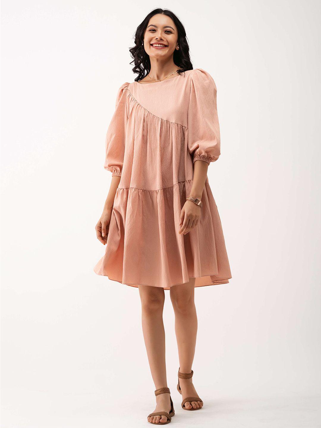 aask cream-coloured crepe a-line dress