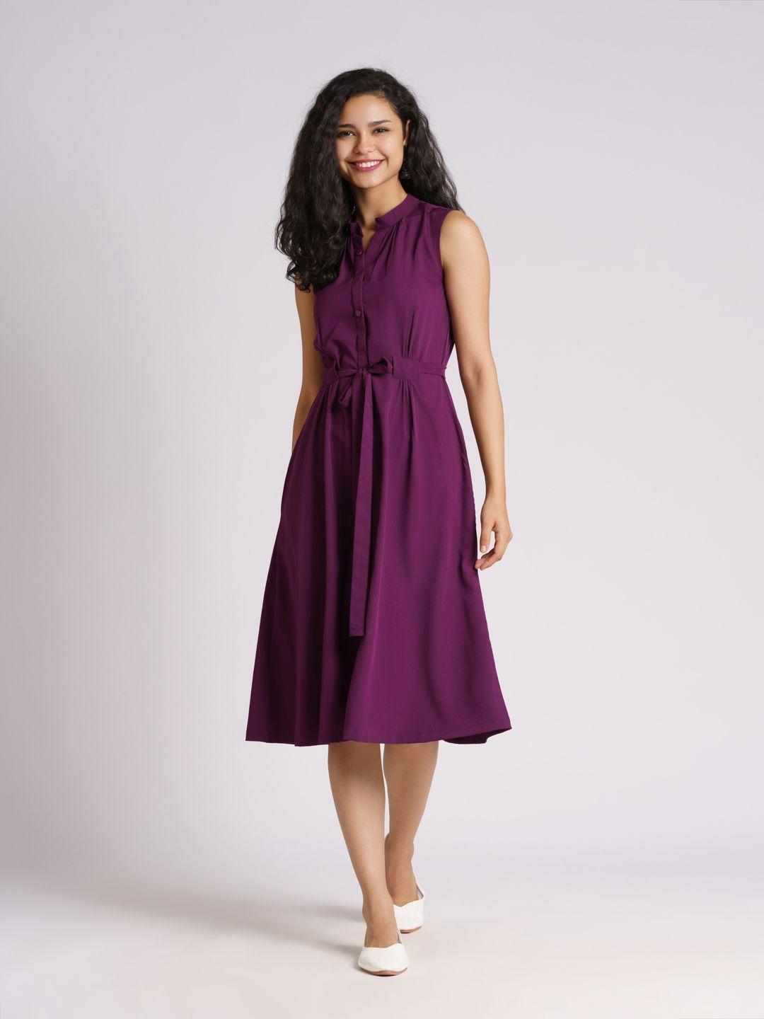 aask purple & pansy purple crepe dress