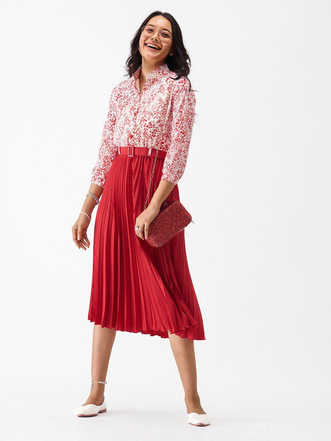 aask red a-line midi dress