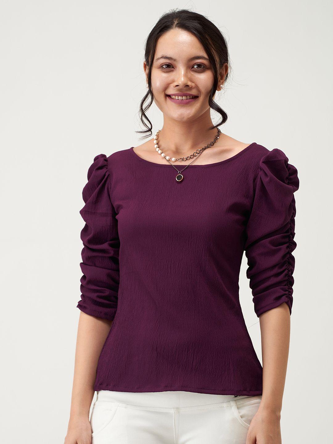 aask ruched puff sleeves regular top