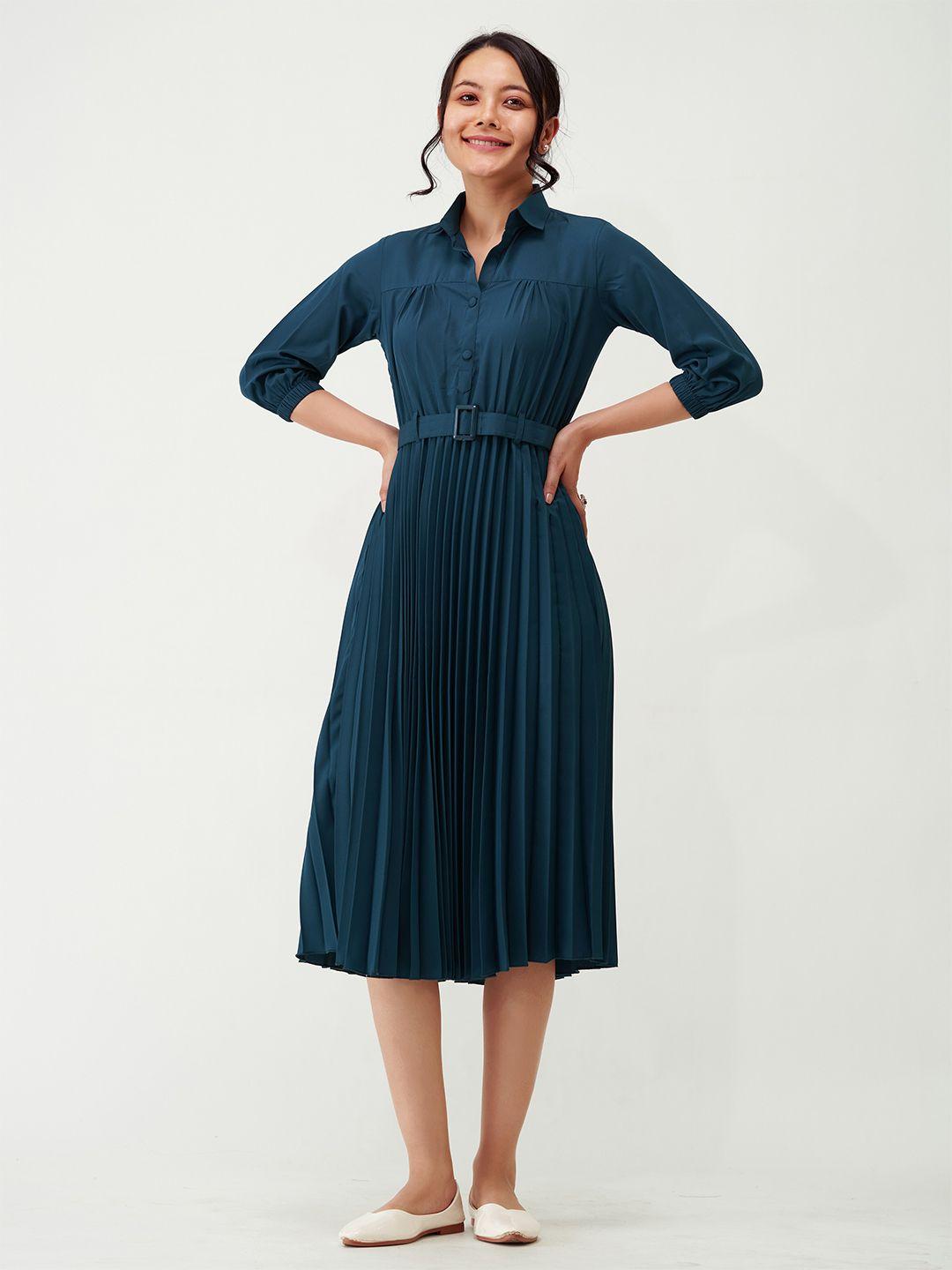 aask striped crepe shirt midi dress