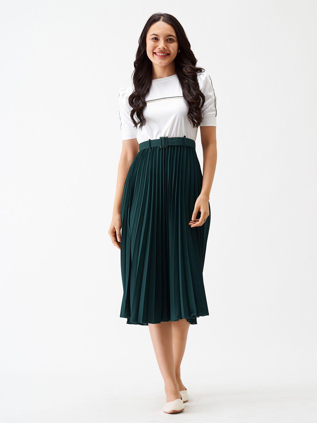 aask striped midi fit and flare dresses