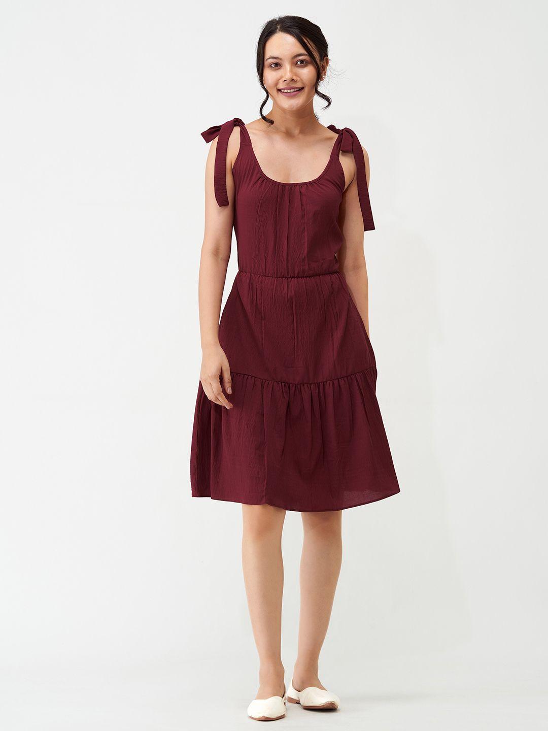 aask tie-up detail crepe a-line dress