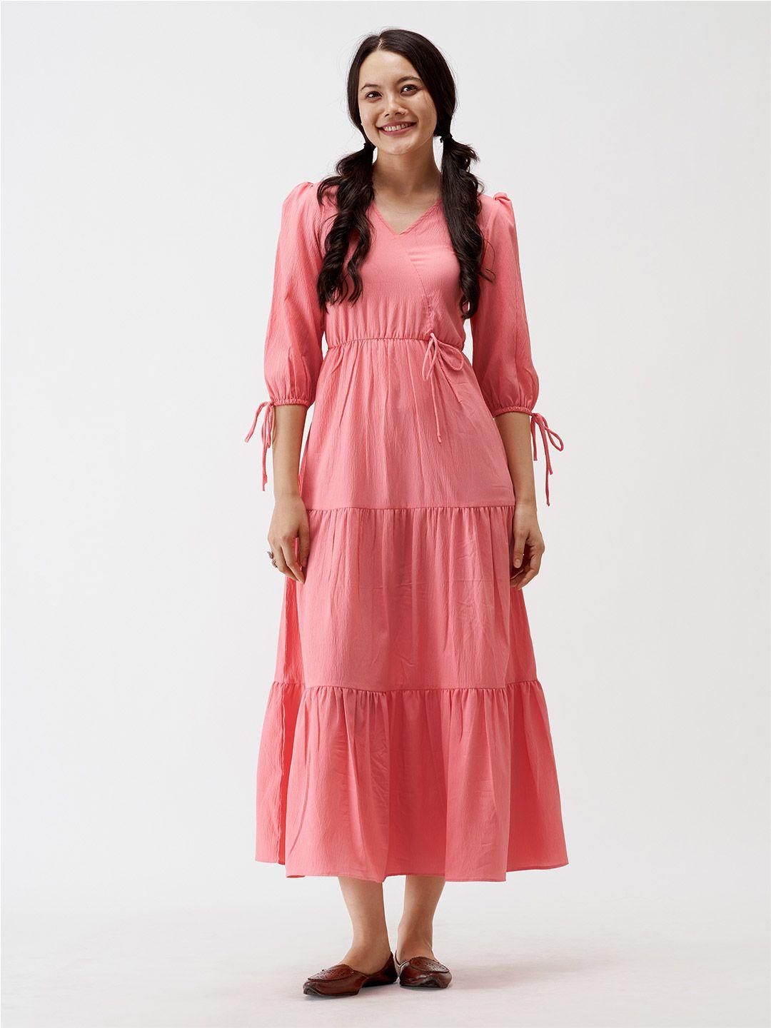aask tiered fit and flare midi dress