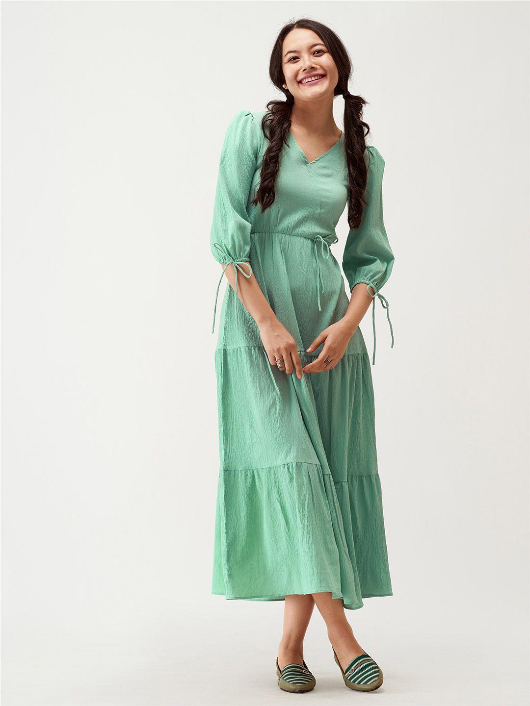 aask tiered fit and flare midi dress