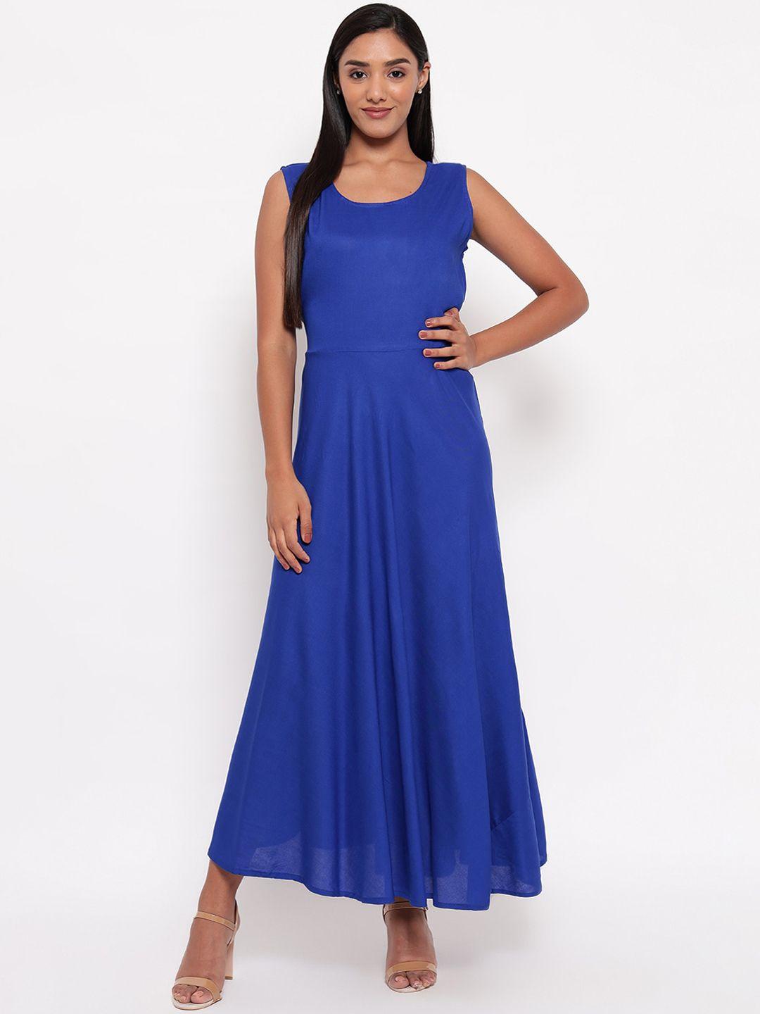 aawari women blue solid maxi dress