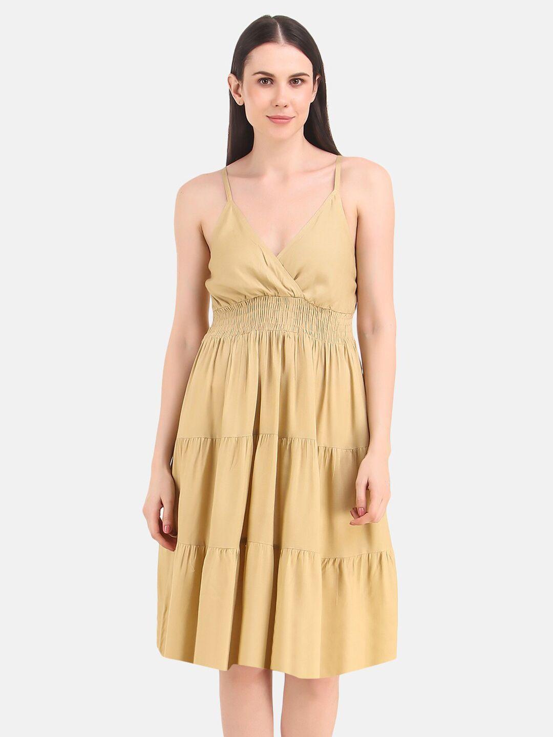 aawari beige fit and flare dress