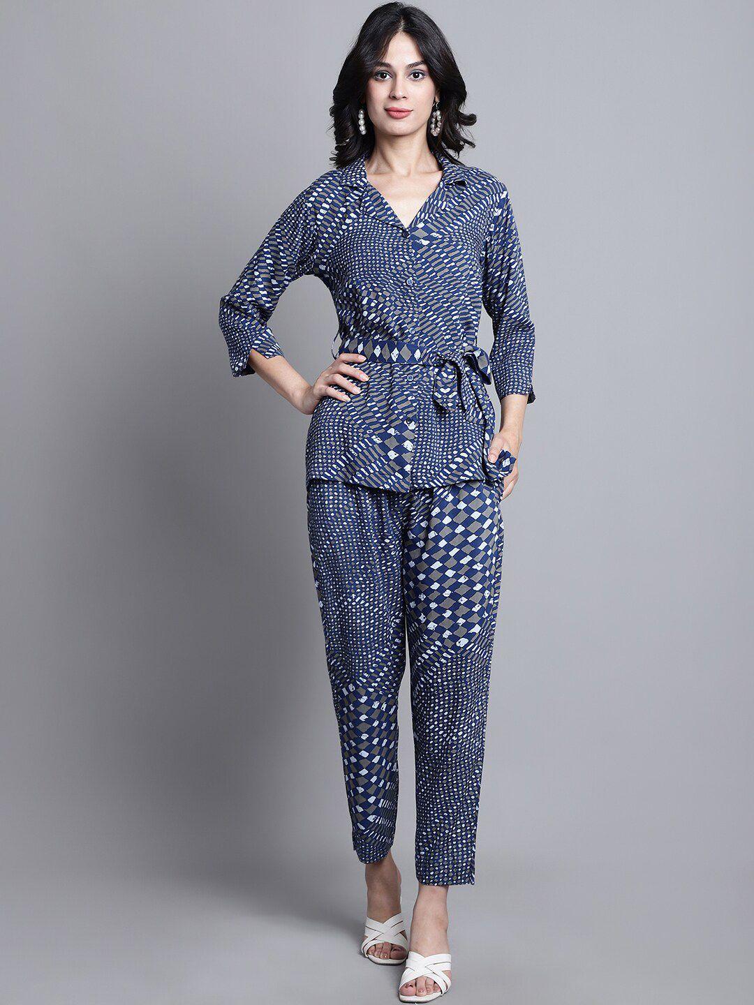 aawari geometric printed shirt & trousers